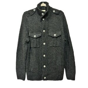 Charcoal Gray Urban Military Utility Cardigan Jacket Minimalist Grandpacore M